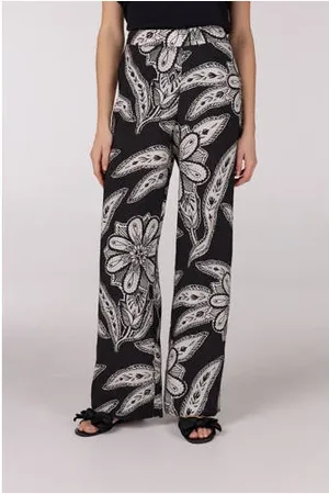 Jansen Amsterdam Wide leg low waist broek zwart