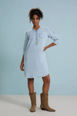 Geisha Zomerjurk light blue denim