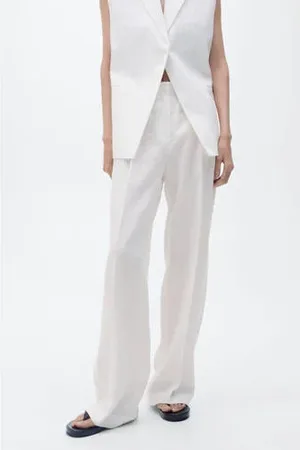 MANGO Linnen regular waist broek
