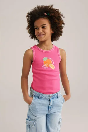 WE Fashion Mouwloze top roze