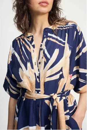 POM Amsterdam Blousejurk donkerblauw