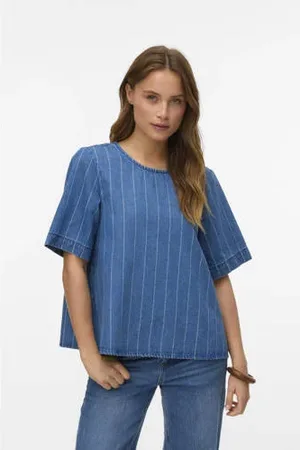 VERO MODA Blouse medium blue denim