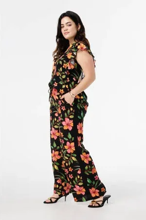 MS Mode Straight regular waist casual broek oranje
