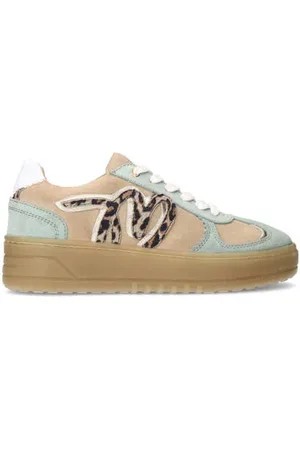Manfield Suède sneakers beige/lichtgroen