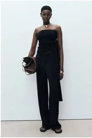 MANGO Wide leg high waist pantalon