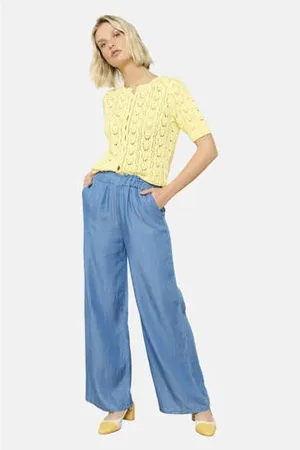 LolaLiza Denim wide leg regular waist broek