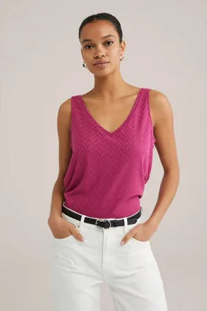 WE Fashion Top paars fijn gebreid