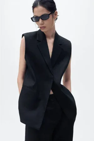 MANGO Linnen gilet