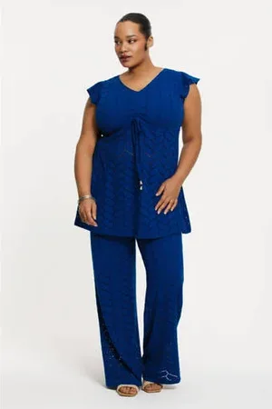 Yoek Straight high waist casual broek fijn gebreid