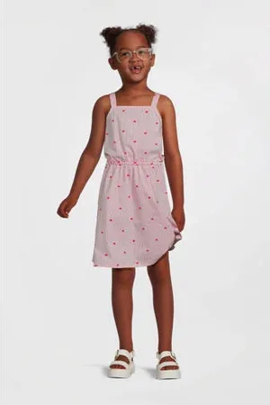 NAME IT KIDS zomerjurk NKFFAHEART roze/rood