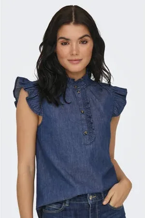 JDY Blousetop dark blue denim