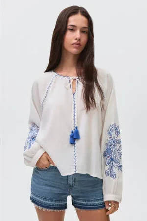 MANGO Blousetop wit broderie