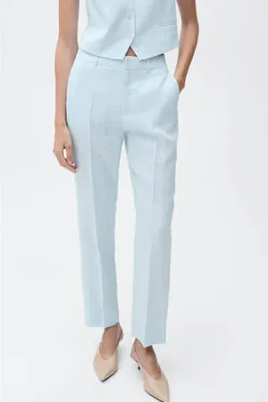 MANGO Linnen pantalon slim fit