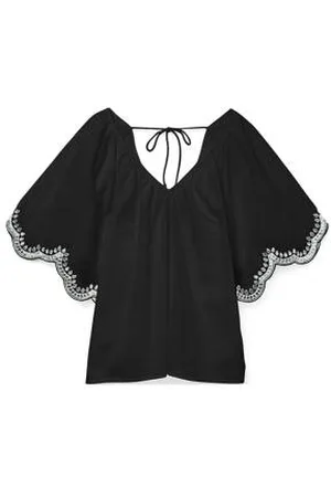 VERO MODA Top zwart broderie