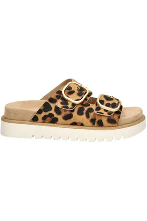 Nelson Slippers met ponyhair en panterprint