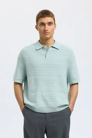 SELECTED Regular polo gebreid donkergroen