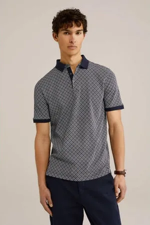 WE Fashion Slim polo donkerblauw