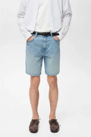 MANGO Denim straight short medium blue denim