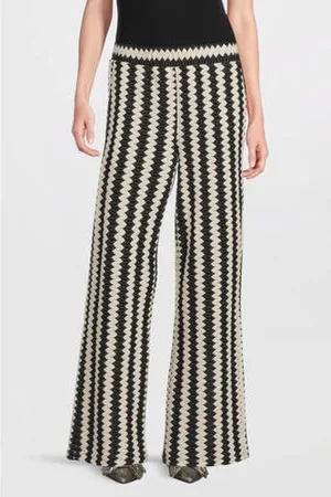 Summum Woman Straight regular waist casual broek donkerblauw fijn gebreid