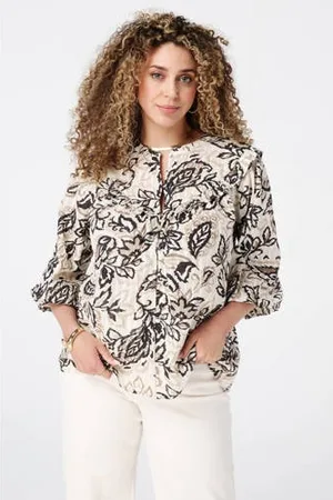 MS Mode Blouse taupe met lurex
