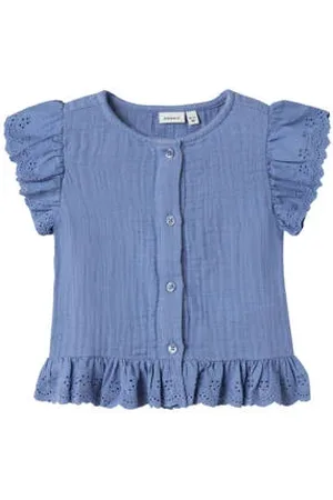 NAME IT MINI blouse blauw broderie