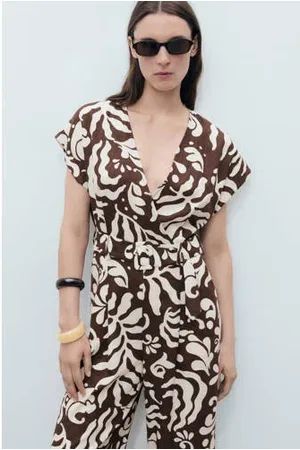 MANGO Linnen jumpsuit ecru