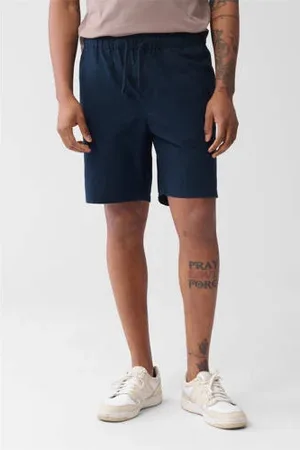 SHOEBY Linnen regular casual short donkerblauw