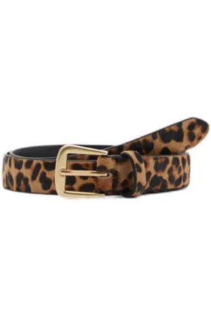 MANGO Leren riem met panterprint