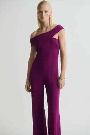 MANGO Straight jumpsuit paars