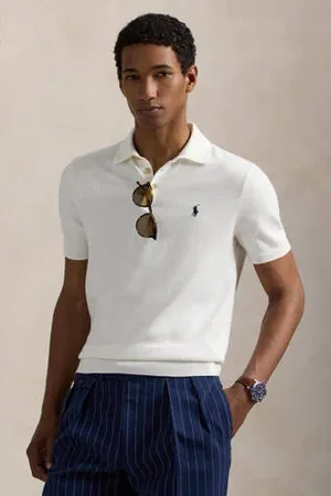 Ralph Lauren Regular polo fijn gebreid wit