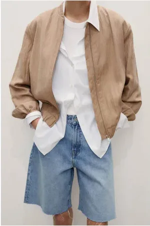 MANGO Denim wide leg high waist short light blue denim