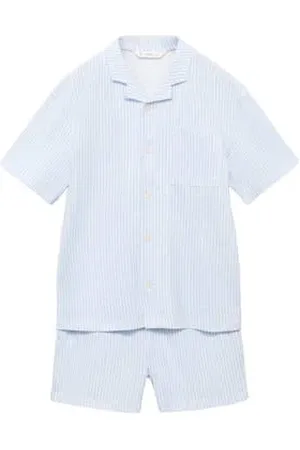 MANGO Shortama lichtblauw/wit