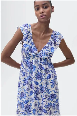 MANGO Midi jurk blauw