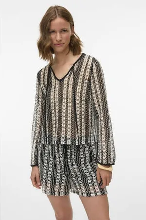 VERO MODA Regular waist casual short zwart gebreid