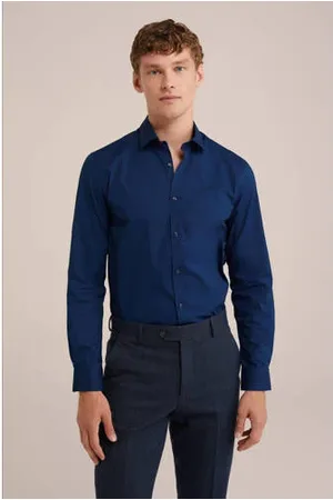 WE Fashion Tall fit overhemd donkerblauw