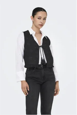 ONLY Mouwloze top broderie