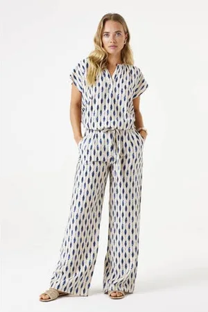 Garcia Wide leg regular waist casual broek ecru