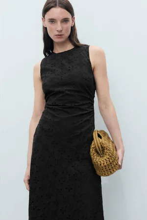 MANGO Midi jurk broderie