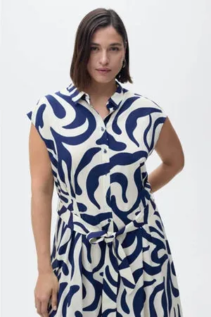 MANGO Blousejurk donkerblauw