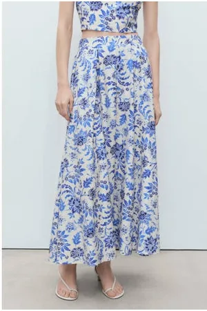 MANGO Midi rok ecru