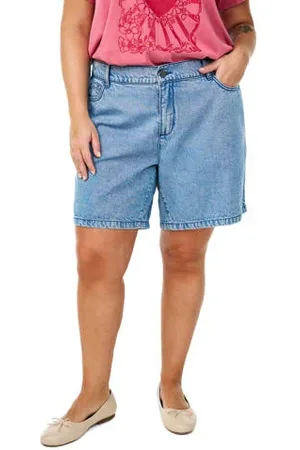 Zizzi Regular waist denim short light blue denim