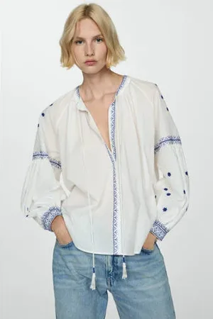 MANGO Blousetop ecru broderie
