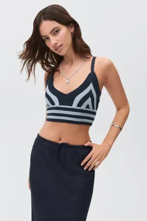 MANGO Cropped top donkerblauw gebreid