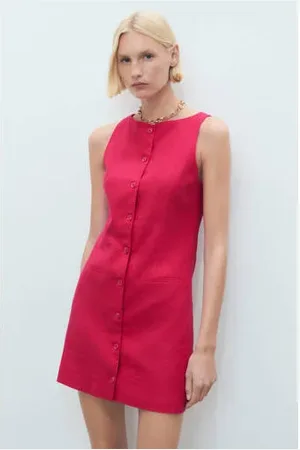 MANGO Linnen mini jurk