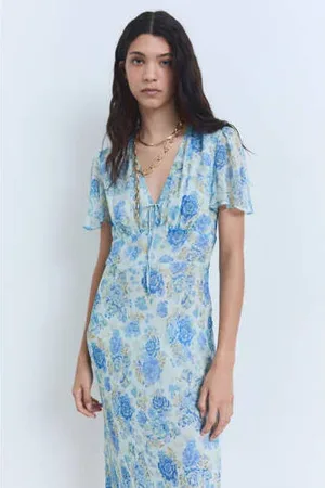 MANGO Midi jurk blauw