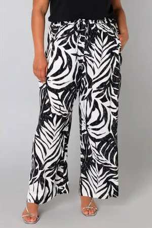 Yest Wide leg regular waist casual broek zwart