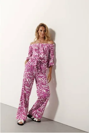Tramontana Wide leg regular waist casual broek roze