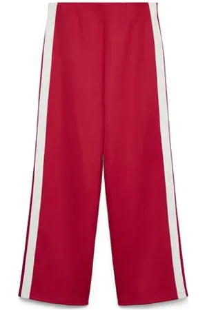 VERO MODA Wide leg regular waist casual broek donkerrood