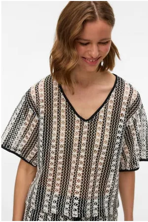 VERO MODA Top zwart crochet