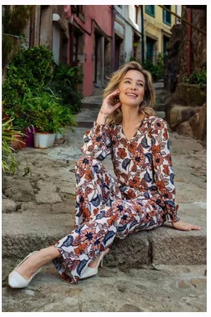 Elvira Straight regular waist broek donker oranje
